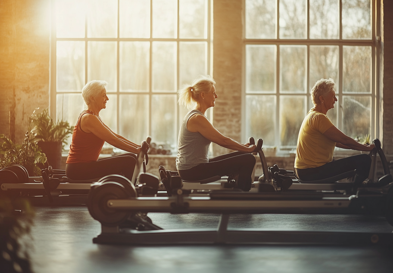 Елегантна людина старшого віку займається фітнесом